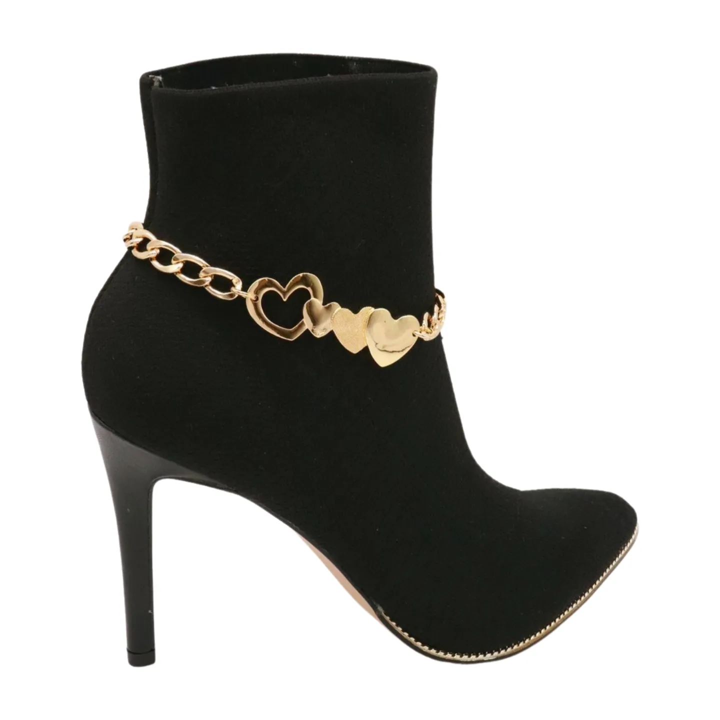 Gold Metal Chain Boot Bracelet Shoe Gold Heart Charm