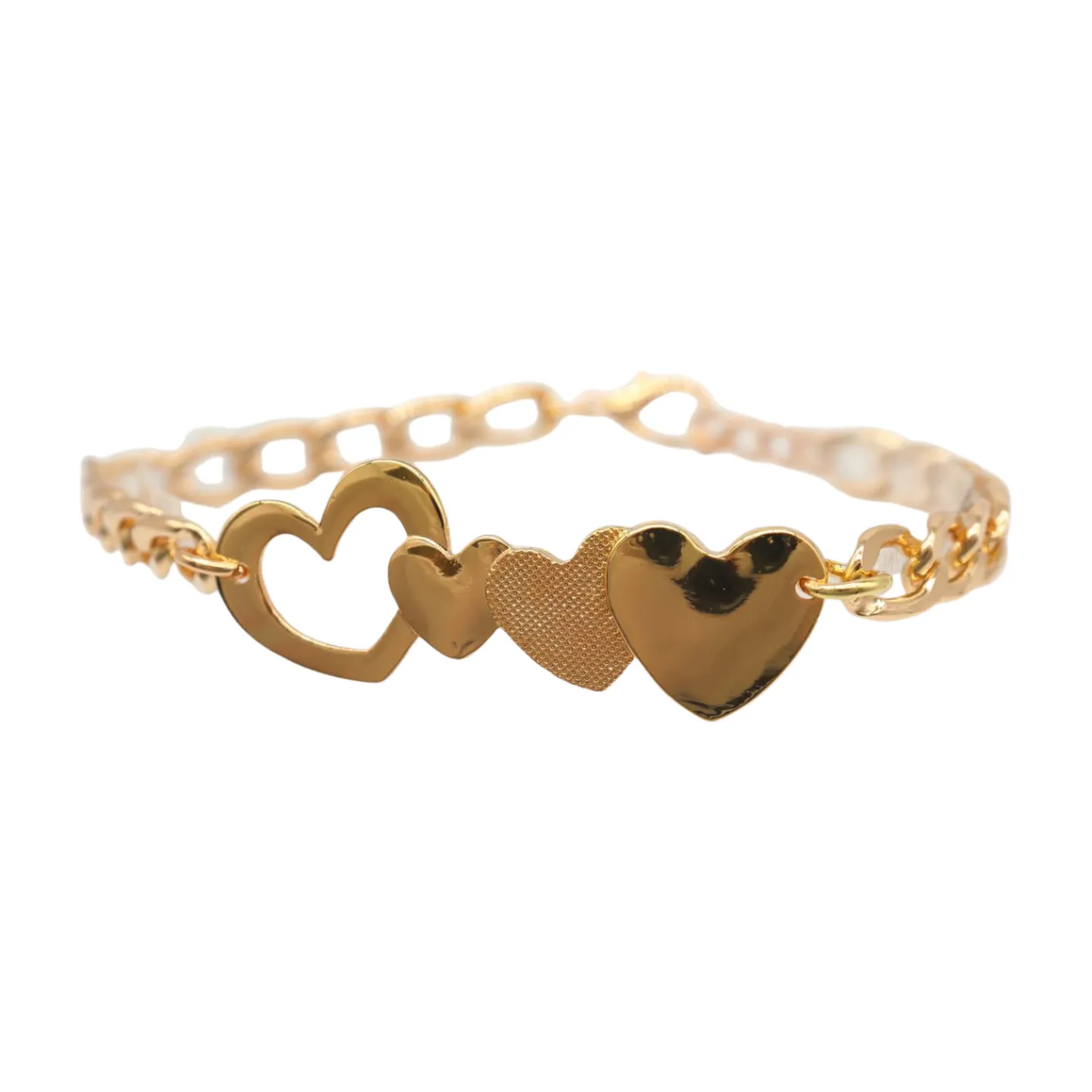 Gold Metal Chain Boot Bracelet Shoe Gold Heart Charm