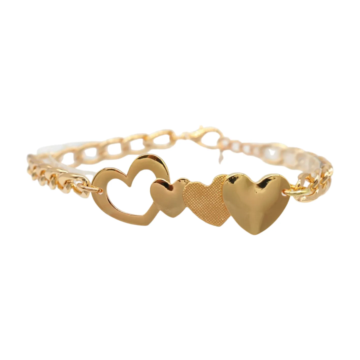 Gold Metal Chain Boot Bracelet Shoe Gold Heart Charm