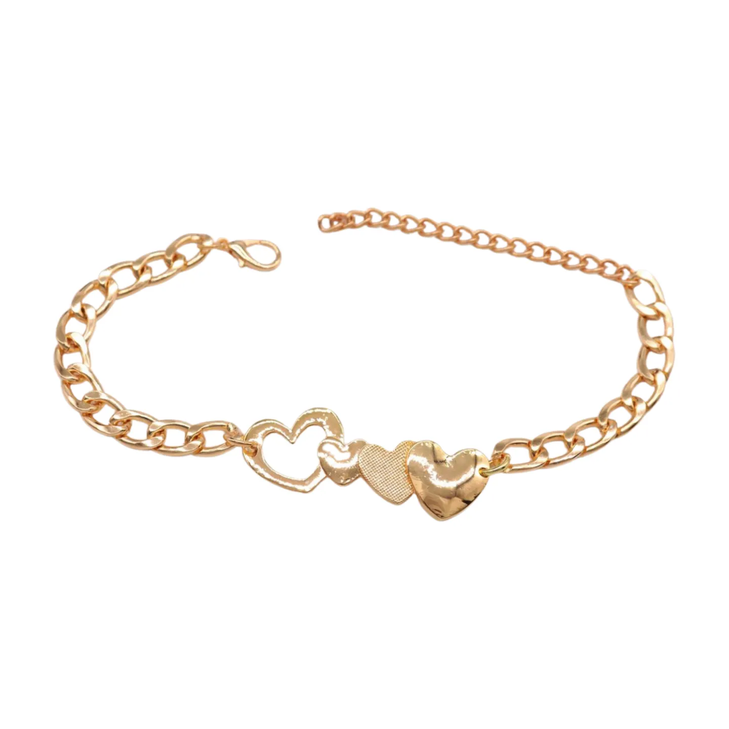 Gold Metal Chain Boot Bracelet Shoe Gold Heart Charm