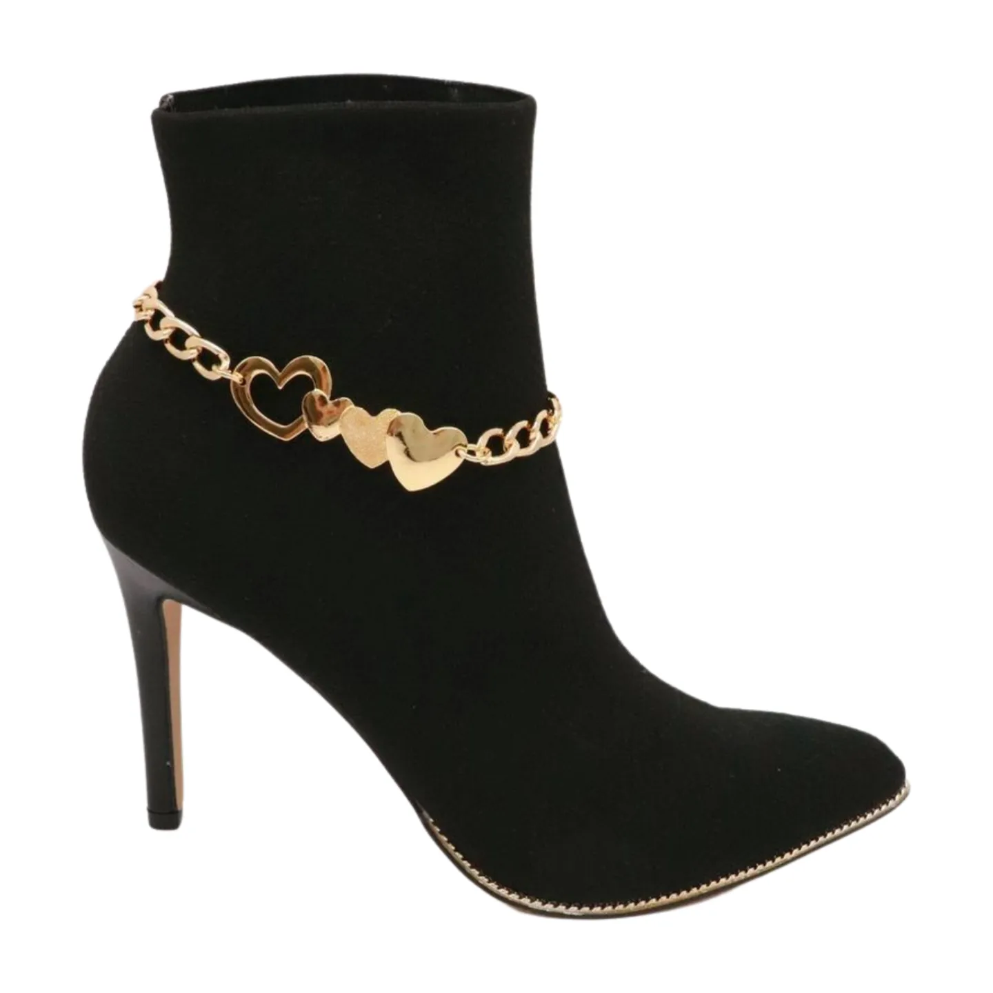 Gold Metal Chain Boot Bracelet Shoe Gold Heart Charm