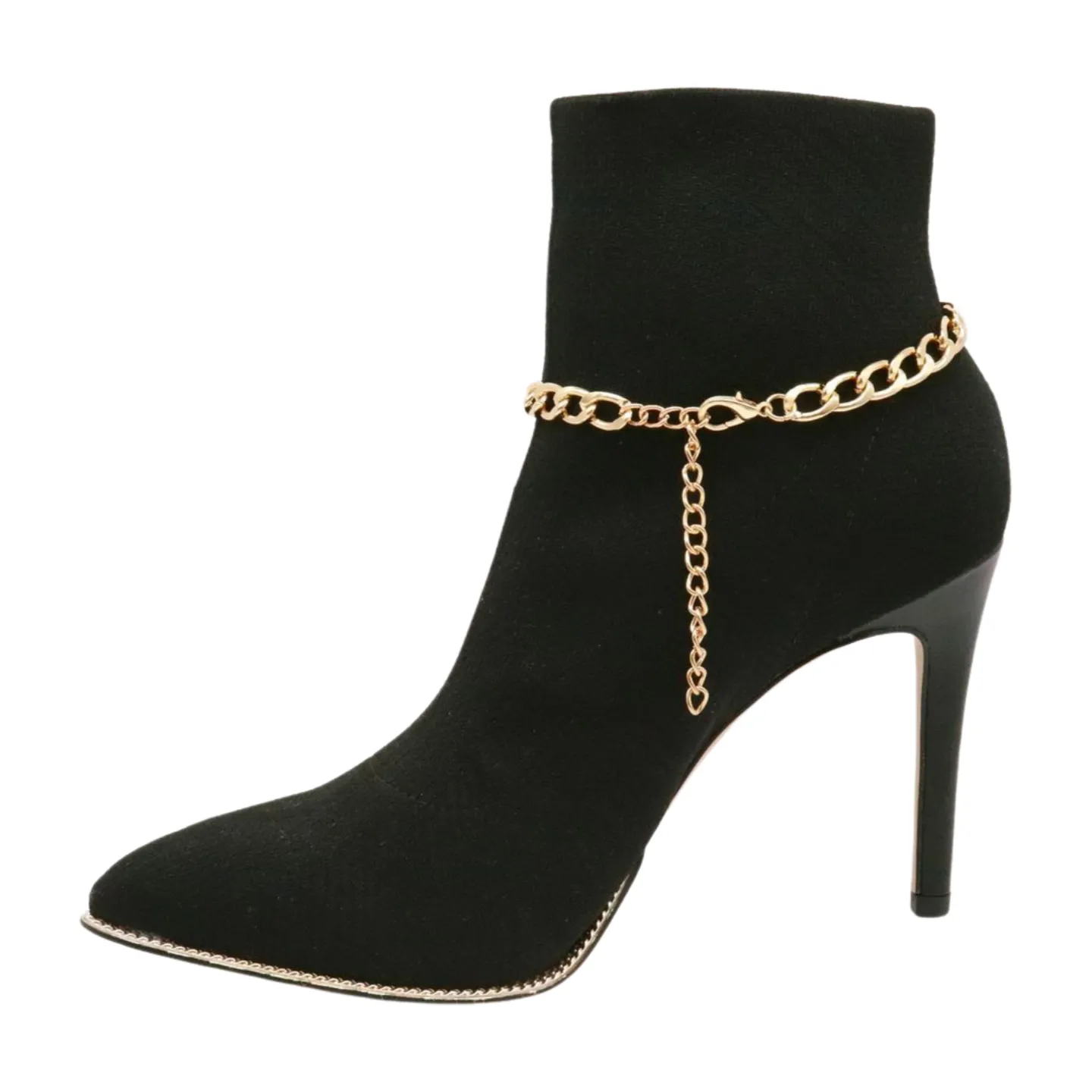 Gold Metal Chain Boot Bracelet Shoe Gold Heart Charm