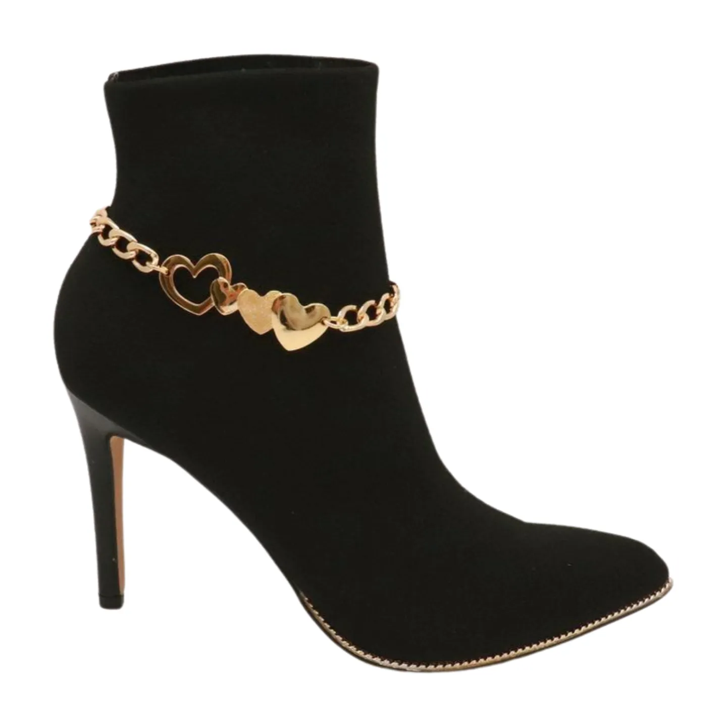 Gold Metal Chain Boot Bracelet Shoe Gold Heart Charm