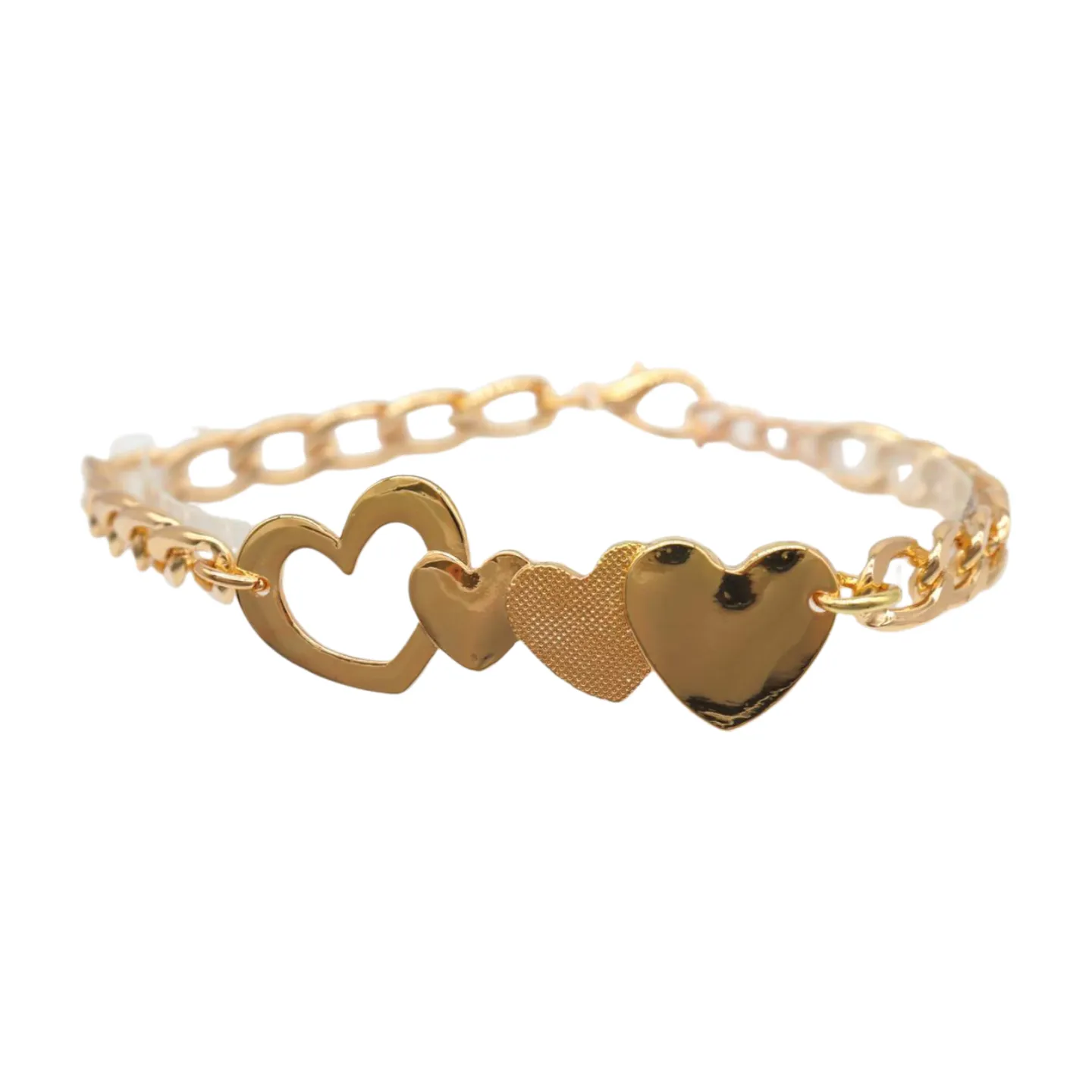 Gold Metal Chain Boot Bracelet Shoe Gold Heart Charm