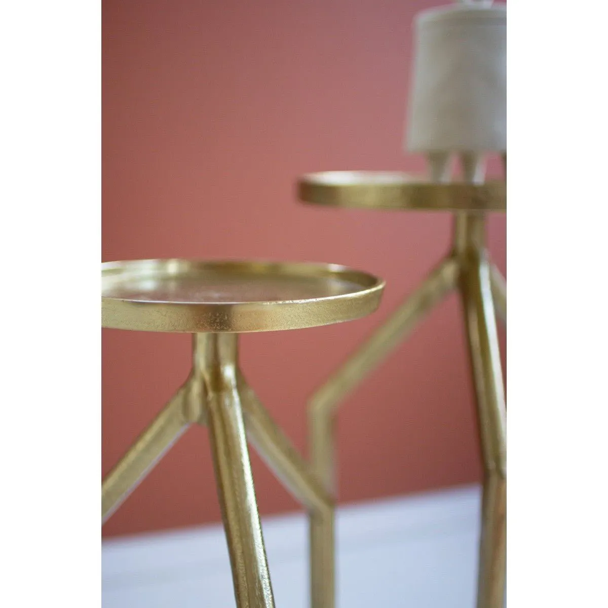 Kalalou - Set Of Two Antique Brass Aluminum Cocktail Tables