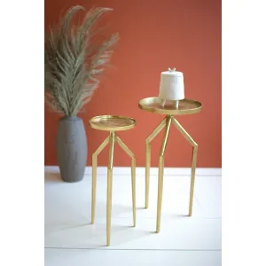 Kalalou - Set Of Two Antique Brass Aluminum Cocktail Tables