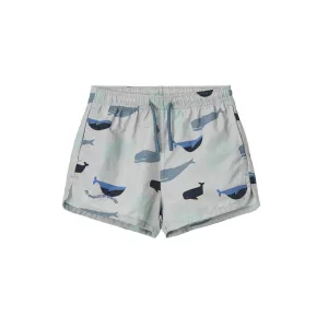 Liewood Aiden Printed Board Shorts - Whales - Cloud Blue