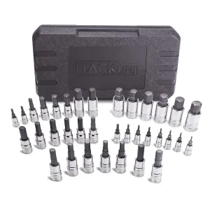 Master Hex Bit Socket Set, 35 Pcs Metric and SAE Allen Socket Set, 1/4", 3/8" & 1/2" Drives, S2 Steel Machined Bits