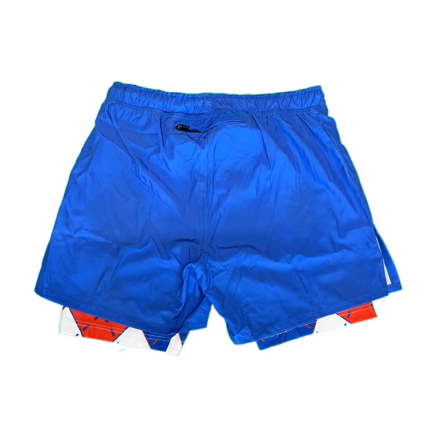 Mens 2-1 Compression Logo Pickleball 7" Blue Short