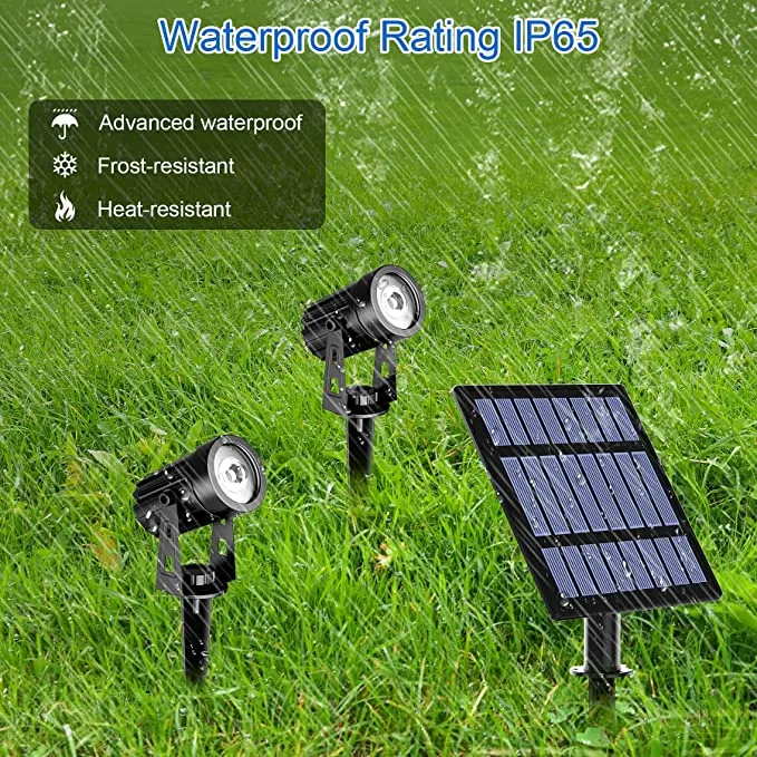 New T-SUN Solar Spotlights, 2-in-1 Solar Landscape Spotlights with 9.8ft Cable, 5W Big Solar Panel Run for 12hrs, 2 Lighting Modes, Waterproof Outdoor Solar Uplight for Yard,Pathway,Lawn,Patio Etc.