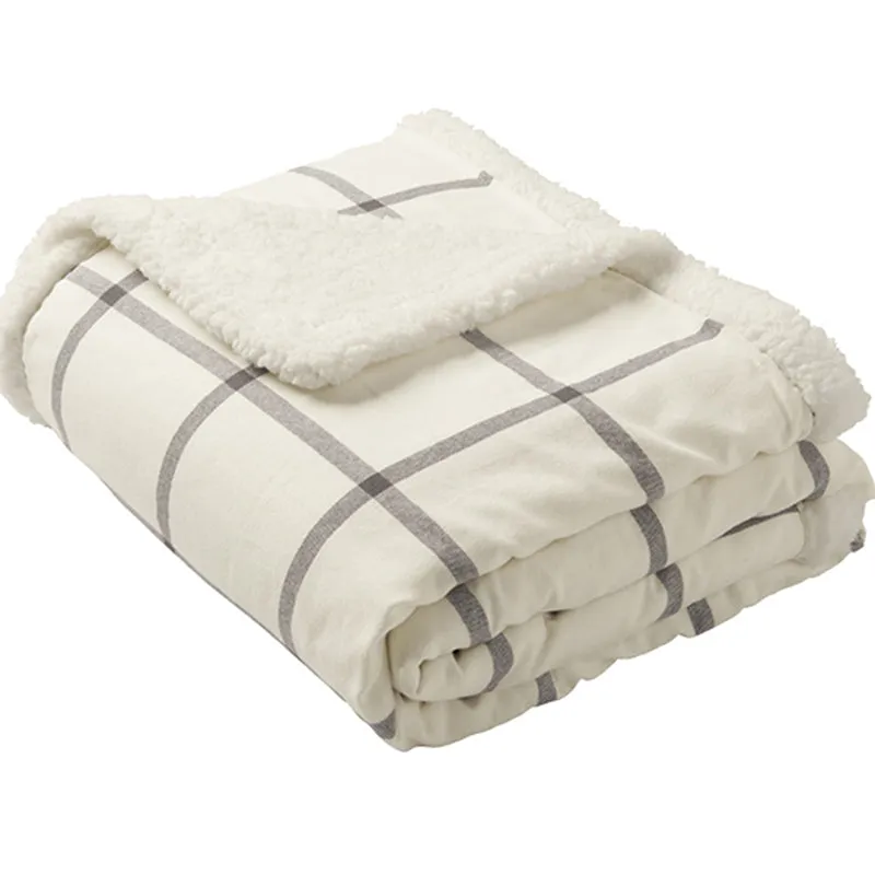 Plaid Sherpa Personalized Blanket with Leatherette Patch