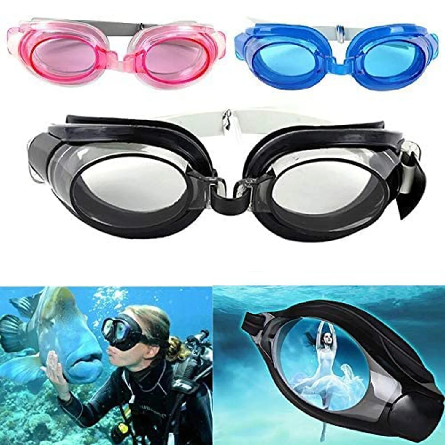 SWIMMING GOGGLES WITH ADJUSTABLE CLEAR VISION ANTI-FOG WATERPROOF SWIMMING GOGGLES