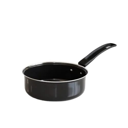 The Earth Store EcoLuxe Small Saucepan for Tea Milk and Chai Pan Induction Base and Gas Stove T Pan (patila)|Tea/Milk Boiling Pot Vessel | Mini Sospan with Bakelite Handle 950 ML Capacity 16cm, Black