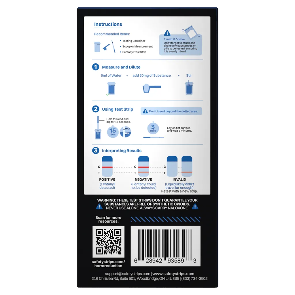 Toxi Shield by Safety Strips™ Fentanyl Test Strips (10 Test Strips per box)